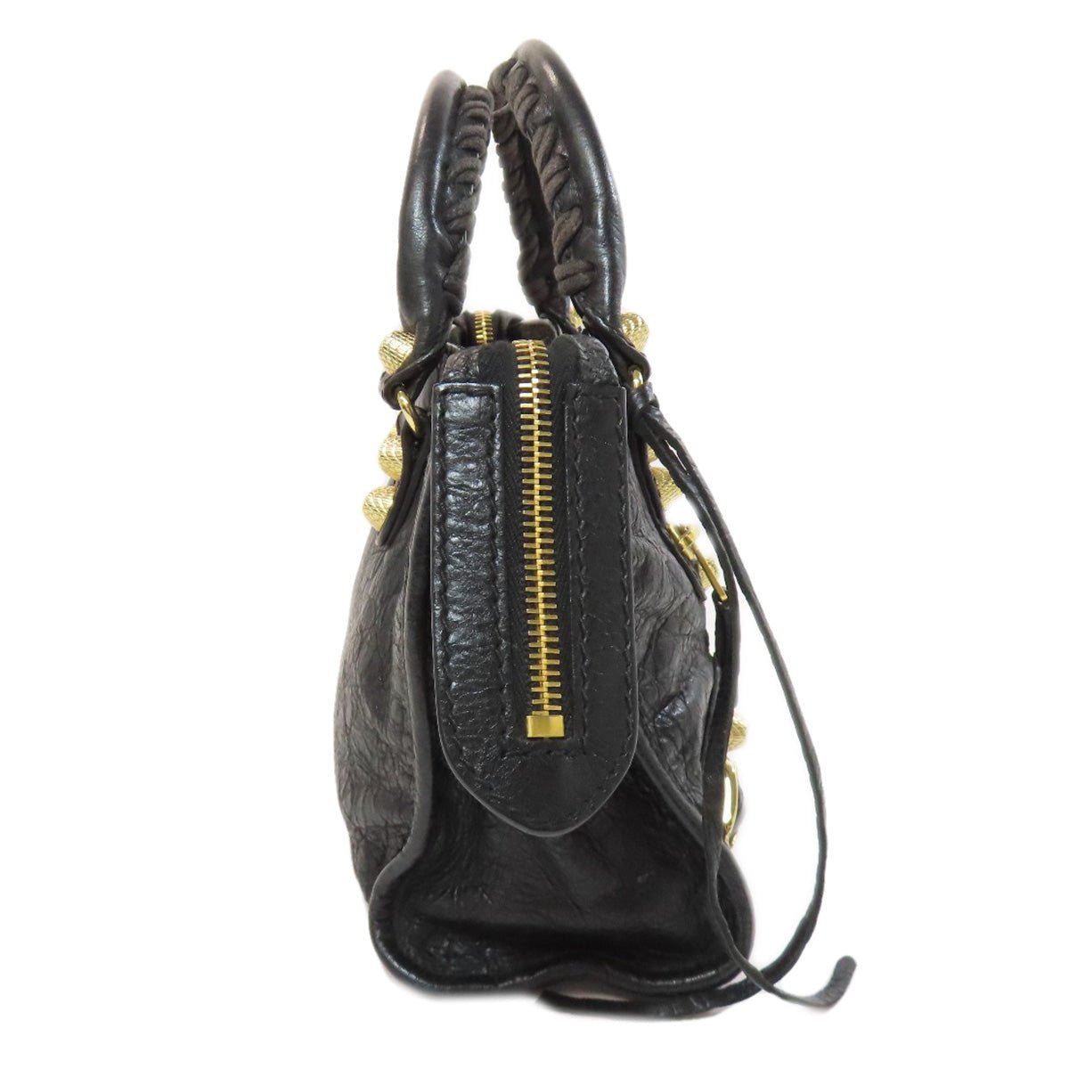 Balenciaga 00024768 by Nicolas Ghesquière – Giant Mini City Bag, 2WAY Style, Black Leather with Giant Gold Hardware, 2010s Collection, 100% Authentic Pre - Owned Item No. 75514657 - LLUXE.CA