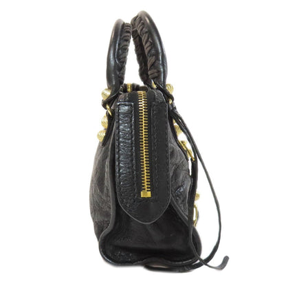 Balenciaga 00024768 by Nicolas Ghesquière – Giant Mini City Bag, 2WAY Style, Black Leather with Giant Gold Hardware, 2010s Collection, 100% Authentic Pre - Owned Item No. 75514657 - LLUXE.CA