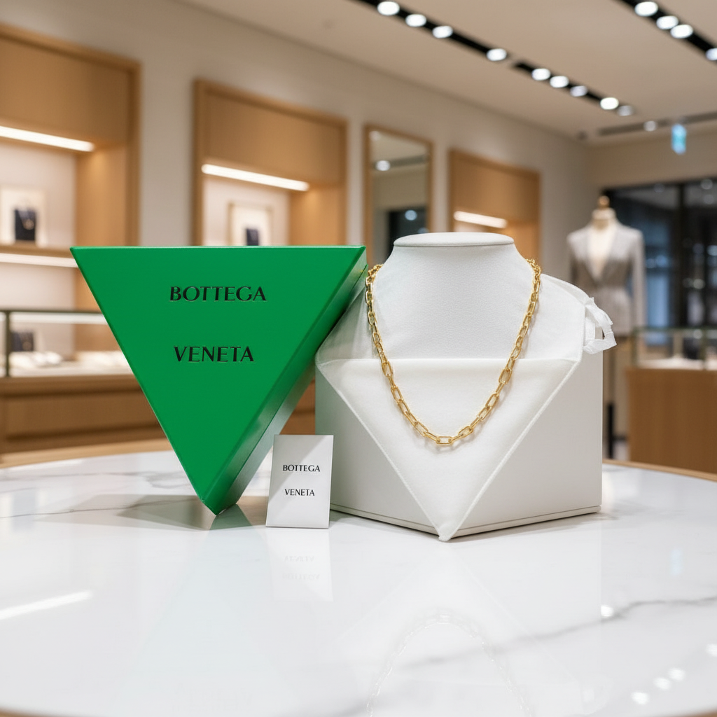 BOTTEGA VENETA Sterling Silver Necklace in Gold Finish