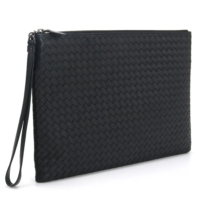 BOTTEGA VENETA – INTRECCIATO Clutch Bag – Black Leather – Tomas Maier – Circa 2016 – 100% Authentic Pre - Owned - LLUXE.CA