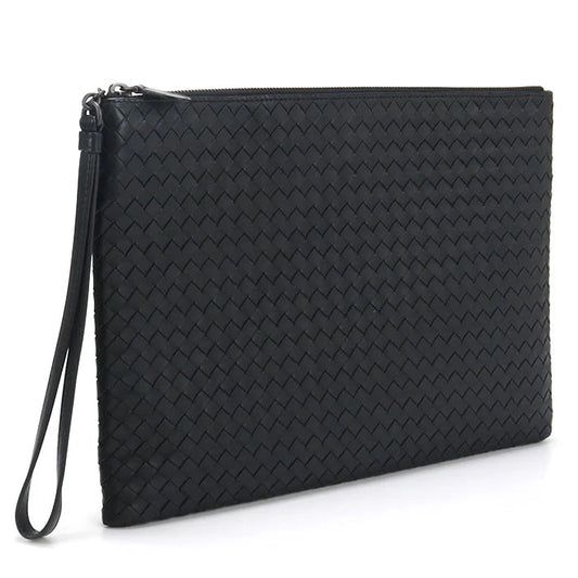 BOTTEGA VENETA – INTRECCIATO Clutch Bag – Black Leather – Tomas Maier – Circa 2016 – 100% Authentic Pre - Owned - LLUXE.CA