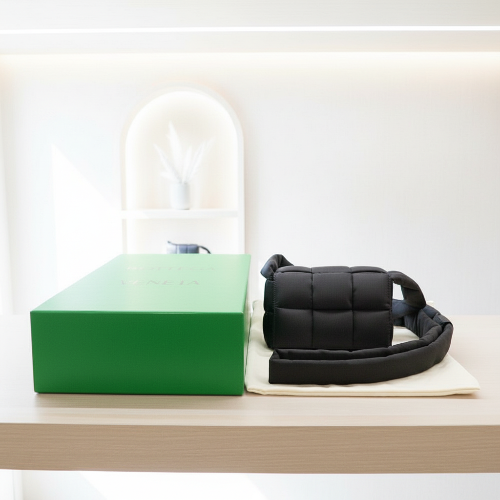 Bottega Veneta Padded Cassette Mini Designed by Daniel Lee, Black Nylon,