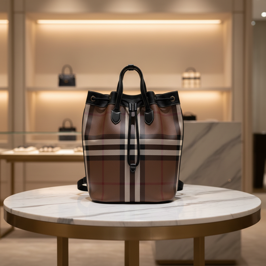 Burberry – Drawstring Backpack / 2-Way Tote – Nova Check – pvc& Leather