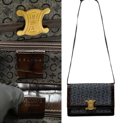CELINE Macadam Triomphe Logo Crossbody Bag in Coated Canvas & Leather (Vintage, Circa 1990s, Designer: Michael Kors – Macadam Collection) – Pre - Owned, 100% Authentic Item No. 733d732 - 19079 - LLUXE.CA