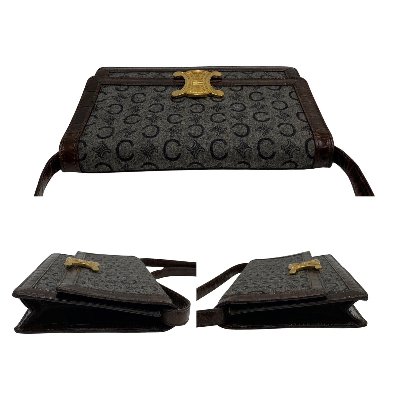 CELINE Macadam Triomphe Logo Crossbody Bag in Coated Canvas & Leather (Vintage, Circa 1990s, Designer: Michael Kors – Macadam Collection) – Pre - Owned, 100% Authentic Item No. 733d732 - 19079 - LLUXE.CA