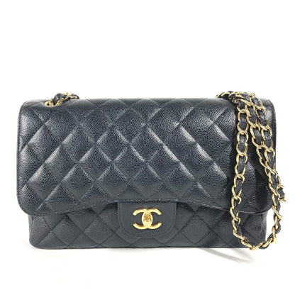 CHANEL Classic Flap Bag G - 241225 - 13 in Black Caviar Leather with Matelassé Quilting (30 cm, Circa 2012 – Vintage) by Karl Lagerfeld – Pre - Owned, 100% Authentic (Genuine) - LLUXE.CA