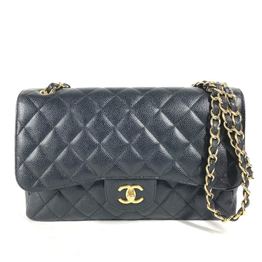 CHANEL Classic Flap Bag G - 241225 - 13 in Black Caviar Leather with Matelassé Quilting (30 cm, Circa 2012 – Vintage) by Karl Lagerfeld – Pre - Owned, 100% Authentic (Genuine) - LLUXE.CA