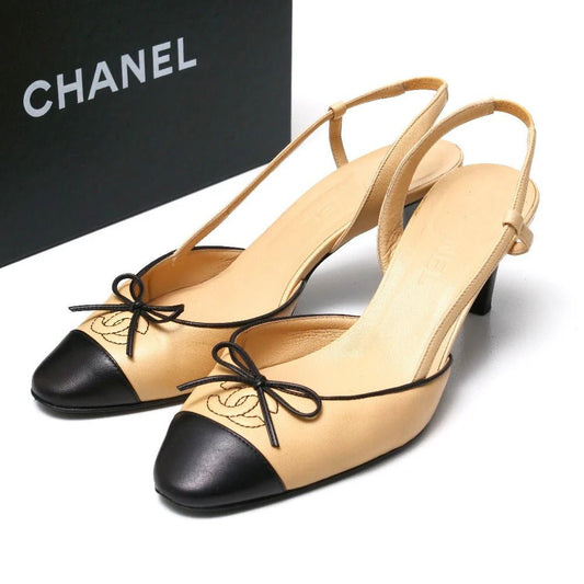 CHANEL – Pumps – Beige with Black Cap Toe – Karl Lagerfeld – Circa 2017 – 100% Authentic Pre - Owned - LLUXE.CA