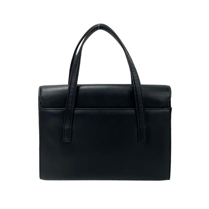 GIVENCHY Vintage Black Leather Handbag with Gold Medallion Logo (Circa 1980s–1990s, Designer: Hubert de Givenchy) – Pre - Owned, 100% Authentic - LLUXE.CA