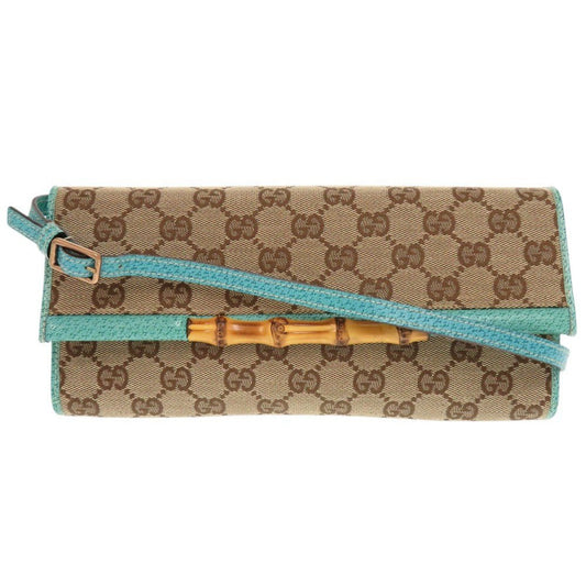 GUCCI Bamboo 7G0447E5NB in GG Canvas with Blue Leather Trim (Circa Early 2000s, Designed under Tom Ford, Made in Italy) – 100% Authentic Pre Owned Genuine - LLUXE.CA