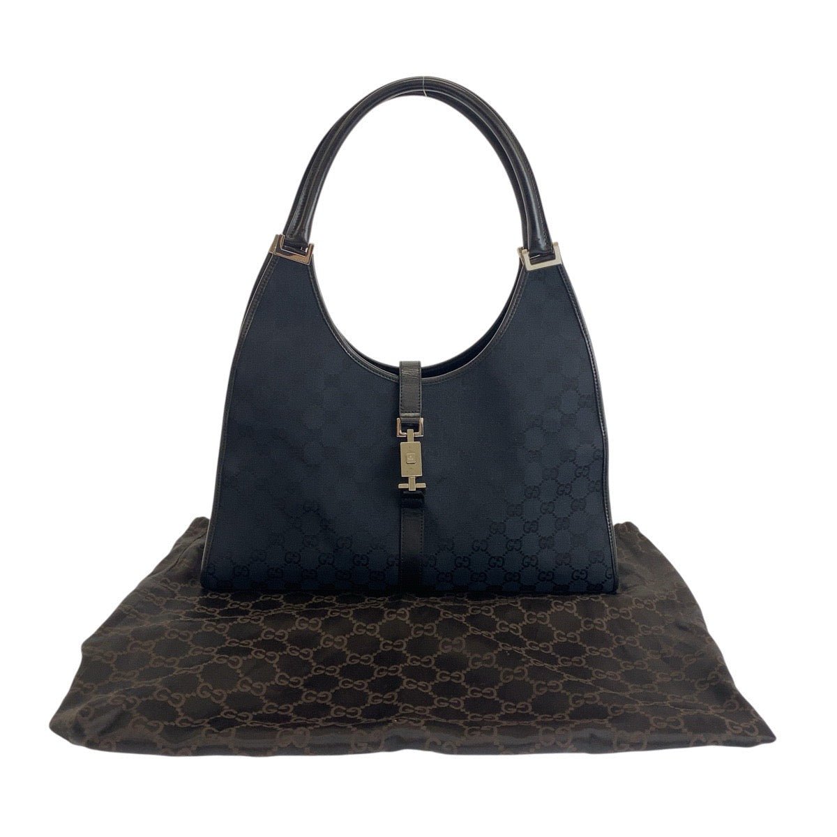 GUCCI Jackie Shoulder Bag 002 1066 – Early 2000s Jackie Revival Collection by Tom Ford – Black GG Canvas, Silver Hardware – 100% Authentic Pre - Owned, A Rank, Made in Italy - LLUXE.CA