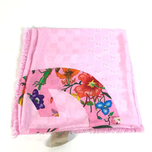 GUCCI – Shawl – Model No. 663676 – GG Logo Flora – Silk & Rayon – Alessandro Michele – 2022 – 100% Authentic Pre - Owned - LLUXE.CA