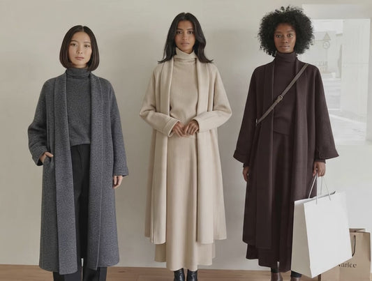 Women's 3-Piece Knit
Sweater Set - Long Cardigan, Sleeveless Top & Midi Skirt - Winter Soft lounge set