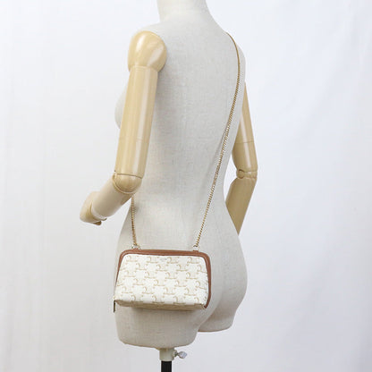 CELINE Triomphe Clutch with chain Pre owned Authentic