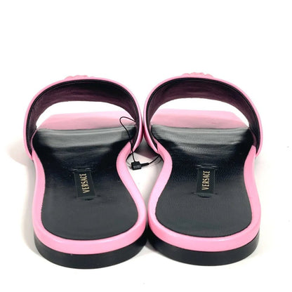 VERSACE – Sandals – Medusa Logo – Pink Leather – Donatella Versace – Circa 2022 – 100% Authentic Pre - Owned - LLUXE.CA